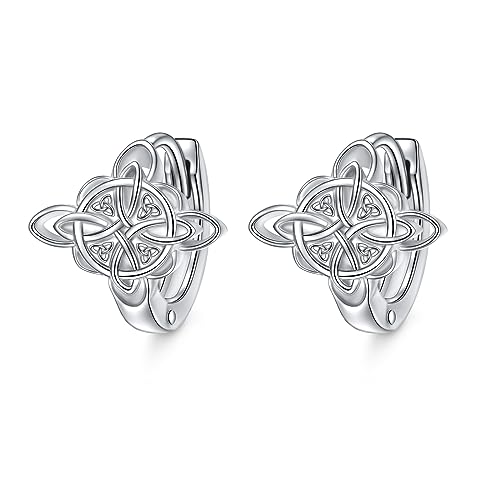 S925 Sterling Silver Celtic Knot Earrings for Women Irish Good Luck Drop Dangle Hook Earrings - style: Huggie