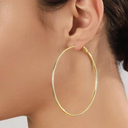 14K Gold Plated 925 Sterling Silver Posts large Hoop Earrings for Women, Hypoallergenic Big Hoop Earrings Lightweight Jewelry for Women 30/40/50/60/70MM - color: Gold-60mm