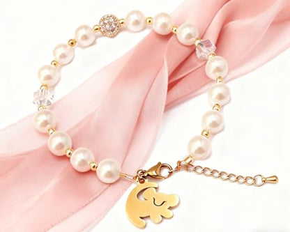 Lion Necklace Dainty Lion Lover Bracelet Earrings Animal Kingdom Gift Valentine's Jewelry - style: White-Pearl