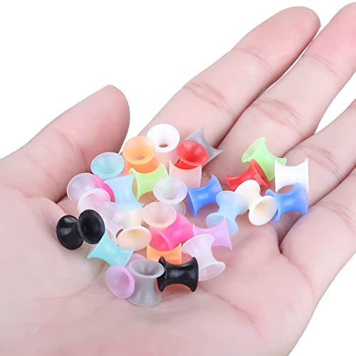 Xpircn 30Pcs Silicone Ear Gauges Flexible Ear Tunnels Plugs Stretchers Expander Double Flared Flesh Ear Piercing Jewelry for Women Men - style: Gauge:4G(5mm)