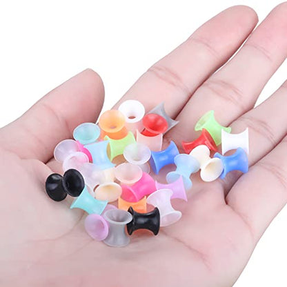 Xpircn 30Pcs Silicone Ear Gauges Flexible Ear Tunnels Plugs Stretchers Expander Double Flared Flesh Ear Piercing Jewelry for Women Men - style: Gauge:4G(5mm)