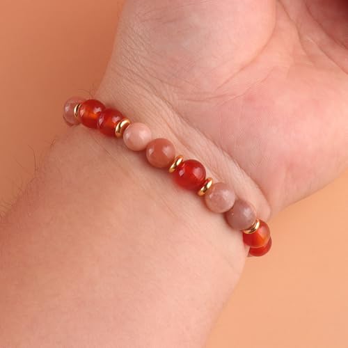 KSQS Healing Stone Bead Bracelet for Women, Natural Gemstones Balance Protection Bracelet, Spiritual Crystal Beads Bracelet Anxiety Relief with Meaning Card - color: Charisma