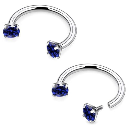 16G F136 Titanium Internal Thread Horseshoe Septum Nose Ring Piercing Jewelry Circular Barbell Helix Snug Tragus Rook Daith Cartilage Earring Lip Ring Piercing Jewelry for Women Men 8MM 10MM - style: 16G, 10MM Length, Blue CZ