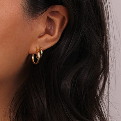 5-10 Pairs Small Gold Silver Hoop Earrings for Women, Stainless Steel Earrings Set Mens Lightweight Thin Hypoallergenic Small Hoops Set - style: 5pcs-Gold 8-16mm