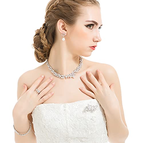 YOQUCOL Cubic Zirconia Crystal Rhinestone Wedding Brooch Pin for Women Brides Jewelry - color: A