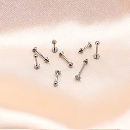 BLISI G23 Solid Titanium Eyebrow Piercing Jewelry, Gold Black Rose Gold Silver Pink Rainbow Eyebrow Rings 16G Curved Barbell,Tiny Vertical Labret Lip Jewelry Rook Piercing Jewelry for Women and Men - color: Silver 3