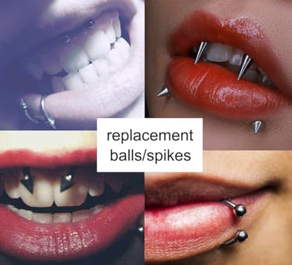 QWALIT 16gauge 14gauge Stainless Steel Replacement Balls for Lip Studs Labret Earrings Piercing Jewelry Septum Rings Externally Threaded Plastic Balls 3mm - 8mm - color: Set B3-16g -internal threaded balls spikes