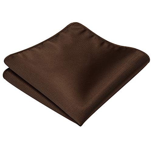 GUSLESON 3.15"（8cm） Solid Color Necktie and Pocket Square Cufflinks Sets For Men + Gift Box - color: Dark Brown