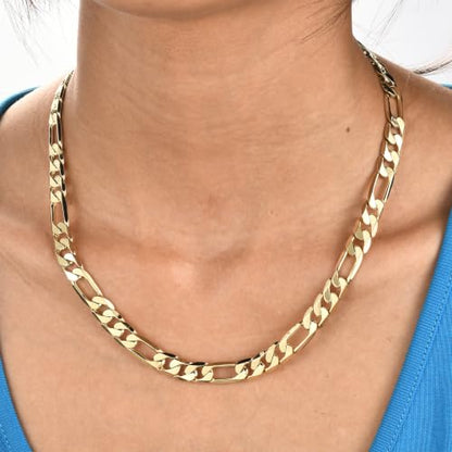 Gold Necklace for Women & Men,14k Gold Figaro Chain Necklace Chunky Statement Dainty Trendy Charm Necklace Jewelry Gifts Size 18-24 Inches Simple Unisex Cadenas De Oro Para Mujer 14k - size: 8MM