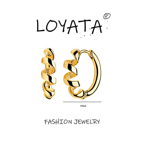 LOYATA Gold Huggie Hoop Earrings 14K Gold Plated Dainty Small Simple Hypoallergenic Jewelry Gift for Women - style: ED287
