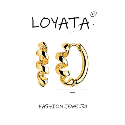 LOYATA Gold Huggie Hoop Earrings 14K Gold Plated Dainty Small Simple Hypoallergenic Jewelry Gift for Women - style: ED287