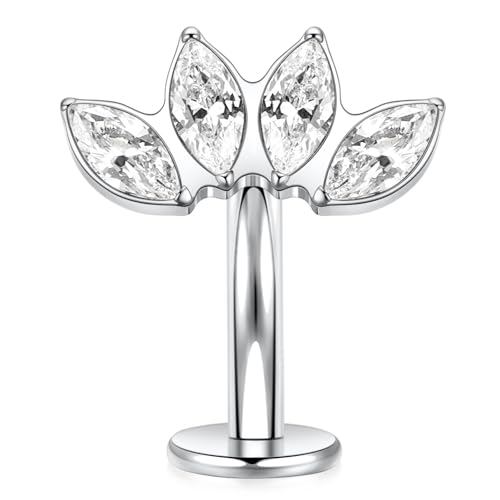 G23 Titanium Belly Jewelry 14G Flat Bottom Floating Belly Button Rings Curved Belly Barbell Navel Ring Belly Piercing 8/10/12/14mm Navel Rings Belly Piercings Jewelry for Women - color: Style4:Silver,4 Horse Eye CZ
