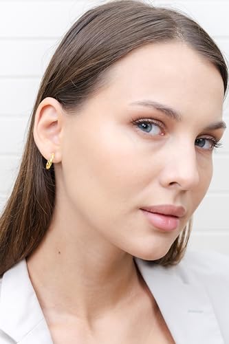 Hoops & Loops 925 Sterling Silver Twisted Hoop Earrings for Women - Hypoallergenic 14K Gold, Rose Gold, Black Flash Plated 2mm Thin Twist Design Round Click-Top Hoops, 15/20/25/30/35/40/50/60mm - color: Gold-15mm (0.59 inch)