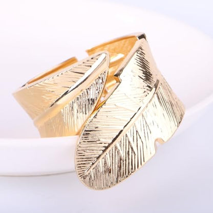 Chunky Cuff Bracelets for Women Leaf Gold Statement Bangle Bracelets Exaggerate Hammered Open Bangles Jewelry - color: X-Gold