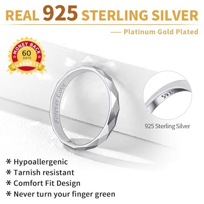 ChicSilver 925 Sterling Silver Ring Customizable Sandblast Finish/Multi-Faceted Ring Wedding Band Comfort Fit Size 4-12 - color: Multi-Faceted