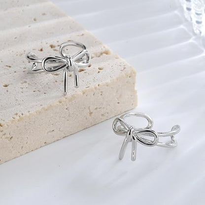Ear Cuffs for Women Non Piercing Ear Cuff Earrings Non Pierced Cartilage Earrings Adults Christmas Stocking Stuffers Trendy Gifts 2025 - color: E2:2pcs Silver Bow