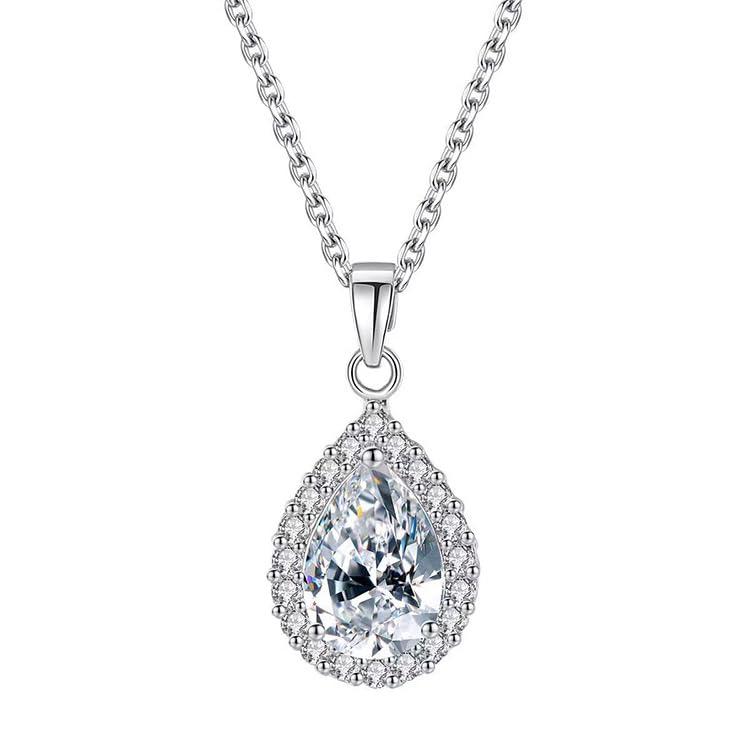 Diamond Teardrop Pendant Necklace Crystal Birthstone Jewelry for Women-2