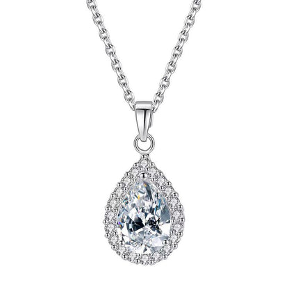 Diamond Teardrop Pendant Necklace Crystal Birthstone Jewelry for Women-2
