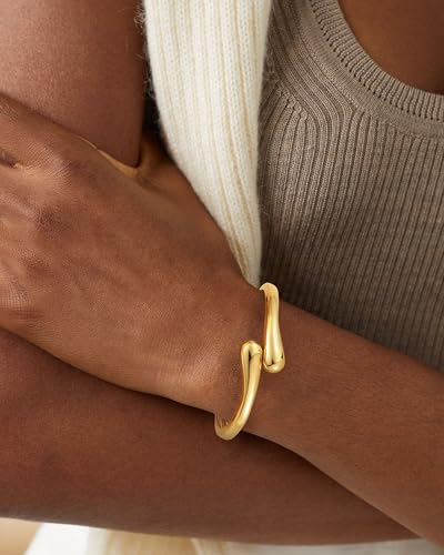 Chunky Gold Bangle Bracelets for Women, Gold Twist Cuff Bracelet | Trendy Stackable Bangles Set Fashion Jewelry Gifts - color: 1PC Gold