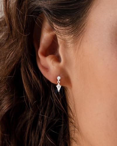 Flat Back Earrings for Women Cartilage Helix | Comfortable Dainty Cute Dragon Bee Bird Phoenix Dragonfly Cute Animal Leaf Spiral Rhombus Design Flatback Stud Earrings - color: silver dangle