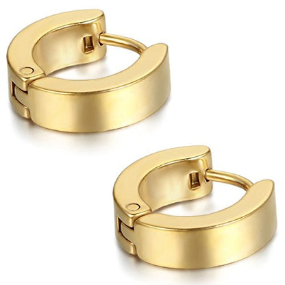 Aroncent Stainless Steel Hoop Earrings: 3-8 Pairs Men Small Hoop Huggie Hinged Earrings Set for Men Women 4mm Valentine Day Gifts - color: B-3PCS-Black+Blue+Gold