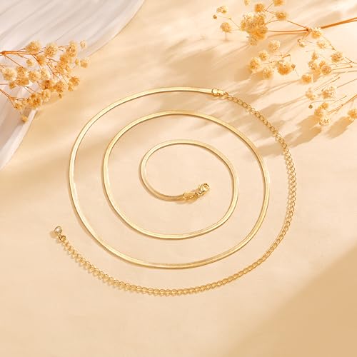CHESKY 14K Gold Plated Waist Chain for Women, Layered Waist Beads | Silver Plated Gold Body Chains, Beach Summer, Waterproof Snake Belly Belt Chain, Festival Jewelry Accessories for Women - style: snake-gd