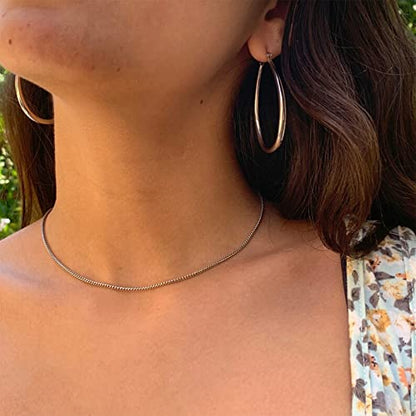 Hoop Earrings for Women, 14K Gold Sterling Silver Chunky Twisted Hoops Earring Hypoallergenic Ear Jewelry - color: Gold-55mm