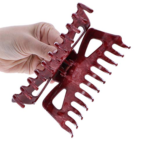 5.5 inch Jumbo Jaw Clip Extra Large Marbelized Hair Claw for Women(Red) - color: Red