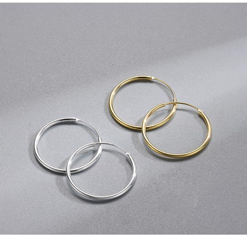 Chic 925 Sterling Silver Big Hoop Earrings Minimalist Round Circle Endless Large Huggie Hoops Statement Earrings 50/60/70/90mm Hypoallergenic Fashion Jewelry Gifts for Women Girls - style: 30mm Gold