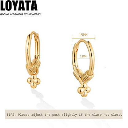 LOYATA Gold Huggie Hoop Earrings 14K Gold Plated Dainty Small Simple Hypoallergenic Jewelry Gift for Women - style: Clover