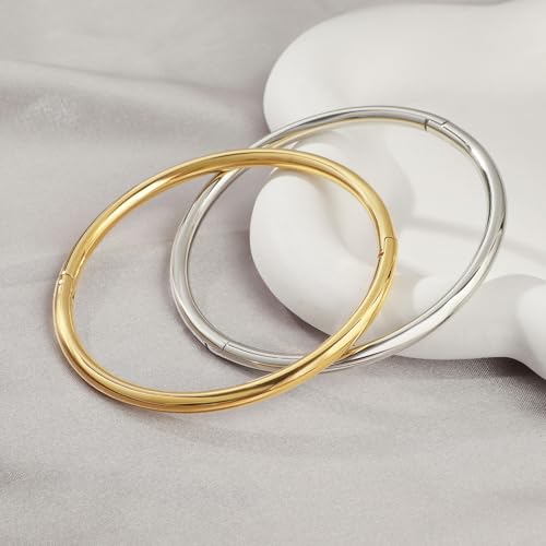 18K Gold Bangle Bracelets for Women 925 Sterling Silver Bracelets Bracelets Adjustable Boho Bracelets Stackble Cuff Bangle Bracelets for Men Women Chunky Gold Bangle Open Cuff Bracelets Christmas Gift - color: Bracelets-17
