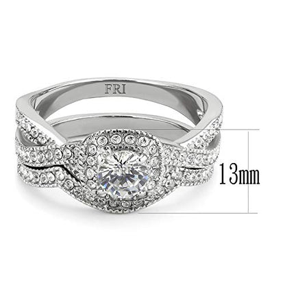 Stainless Steel Rings for Women Infinity Wedding Set Round CZ Cubic Zirconia Halo Engagement Bridal Jewelry Set