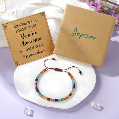JoycuFF Gifts for Women Inspirational Gifts for Teen Healing Natural Stone Bracelets for Women Friends Sister - style: You're awesome-Colorful