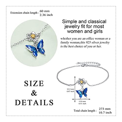 YAFEINI Anklet Bracelets for Women Girls Sterling Silver Hummingbird/Dragonfly/Butterfly Link Chain Anklets Jewelry Gifts - color: Butterfly chain anklets