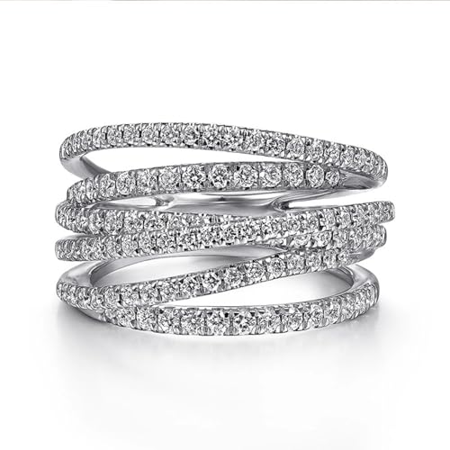PAVOOI 14K Gold Plated X Ring Simulated Diamond CZ Criss Cross Ring for Women Juude Jewelers Silver Rose Gold Braided Wrap Knot Style Promise Statement Cocktail Party Ring(Silver.A-US Code-6) - color: SILVER.A, size: (US Code-6)