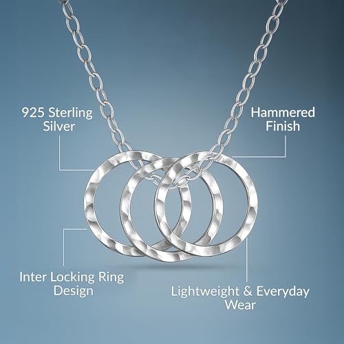 LeCalla 925 Sterling Silver Hammered Necklace for Women | Italian Handmade Hammered Texture Pendant Necklaces | Women's Adjustable Chain Necklace Pendant Jewelry Gift for Her - color: Hammered Circle Pendant-18 Inches