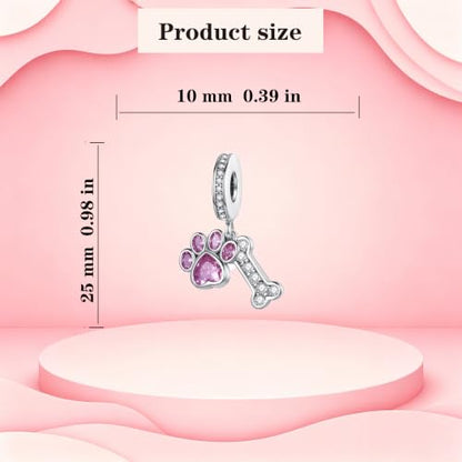 925 Sterling Silver Charms Pendants Mom Heart Dog koi fish Sea Turtle Football Charms for bracelet Pendants Beads Mom Sister Wife Family, Friends, Birthday gifts - style: Claw print Bone Pendant