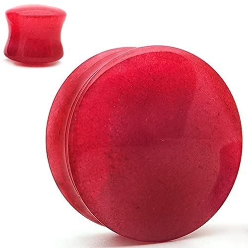 Red agate Natural Stone Ear Gauges - size: 12MM - 1/2 INCH