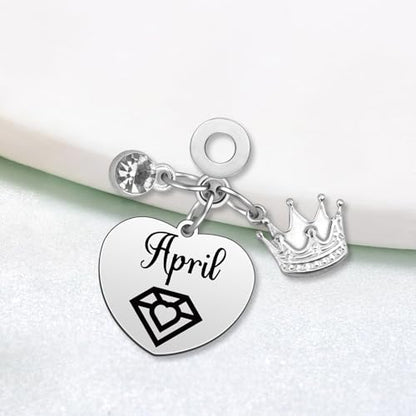 Birthday Gifts for Women Birthstone Charms for Bracelets Necklaces Jewelry Gift for Mom Wife Daughter Granddaughter Niece Sister Girlfriend - color: April