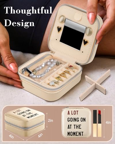 Bistup Travel Jewelry Case - Small Jewelry Organizers and Storage Box for Women Girls Teens Cute Traveling Holder with Mirror, Little Tiny Compact Modern Unique Aesthetic Pretty, Quotes - style: Quotes
