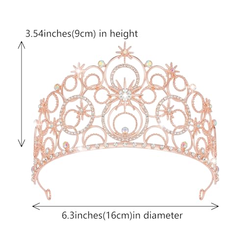 Crystal Crowns for Women, Crystal Bubble TiaraBride Royal Queen Headband Princess Headpieces for Women Bridal Wedding Prom Birthday Party Crowns - color: Rose Gold