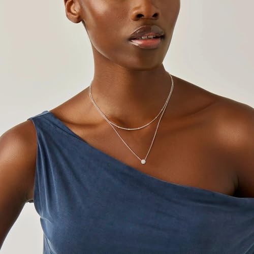 MEVECCO Dainty Choker Necklaces for Women, Beaded and Multi-Row Chains | 14K Gold Plated Brass, Select Silver Plated Brass Options, Polished And Textured Profiles For Everyday Styling - style: Silver Satellite Bead