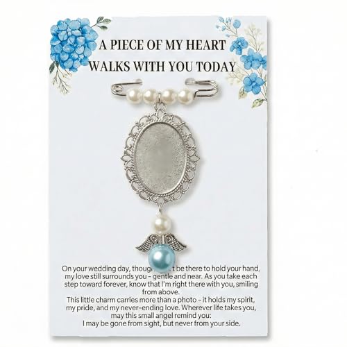 NIIIYTYB Wedding Bouquet Photo Charms for Bride Something Blue Memory Pendant Memorial Charm Pins for Bridal Bouquets Picture Ideas for Wedding Remembrance Photo Charm for Loved Ones