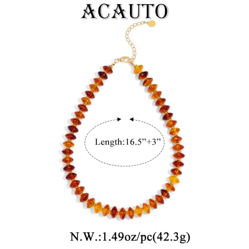 Acrylic Beaded Necklace for Women,Beach Strand Jewelry Gifts | Statement Necklace,Cute Trendy Handmade Jewelry for Women,Chunky Beaded Necklace,Resin Beads Choker - color: Amber Red