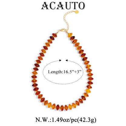 Acrylic Beaded Necklace for Women,Beach Strand Jewelry Gifts | Statement Necklace,Cute Trendy Handmade Jewelry for Women,Chunky Beaded Necklace,Resin Beads Choker - color: Amber Red