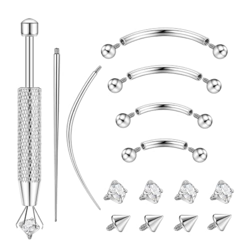Eyebrow Piercing Jewelry, 16G Vertical Labret Lip Jewelry | Curved Barbell Jewelry for Rook Helix Bridge Cartilage Stainless Steel Eyebrow Rings