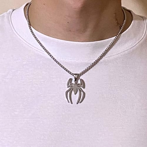 Tapp Collections Stainless Steel Superhero Pendant Necklace - color: Spiderman / Steel Chain / Silver Color