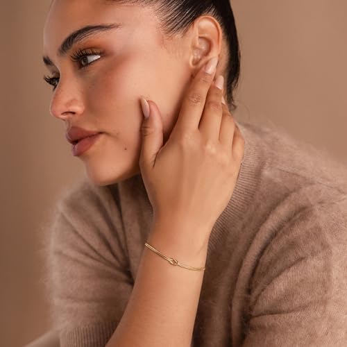 Bracelets for Women Matching Bracelets for Couples Love Knot Bracelet Dainty Snake Chain Forever Infinity Bracelet Adjustable Friendship Bracelet Jewelry Gifts - color: Gold 2pcs