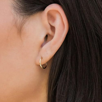 Minimalist Hoops for Women - 14K Gold Open Huggie Hoop Earrings, Hypoallergenic Tiny Hoops in Gold and Silver (Set of 1-5 Pairs) - color: 14K Gold - 15mm (1 Pairs)