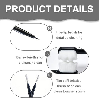 Jewelry Cleaning Kit with Cleaning Brushes and Velvet Polishing Cloths - color: 8 Piece Black